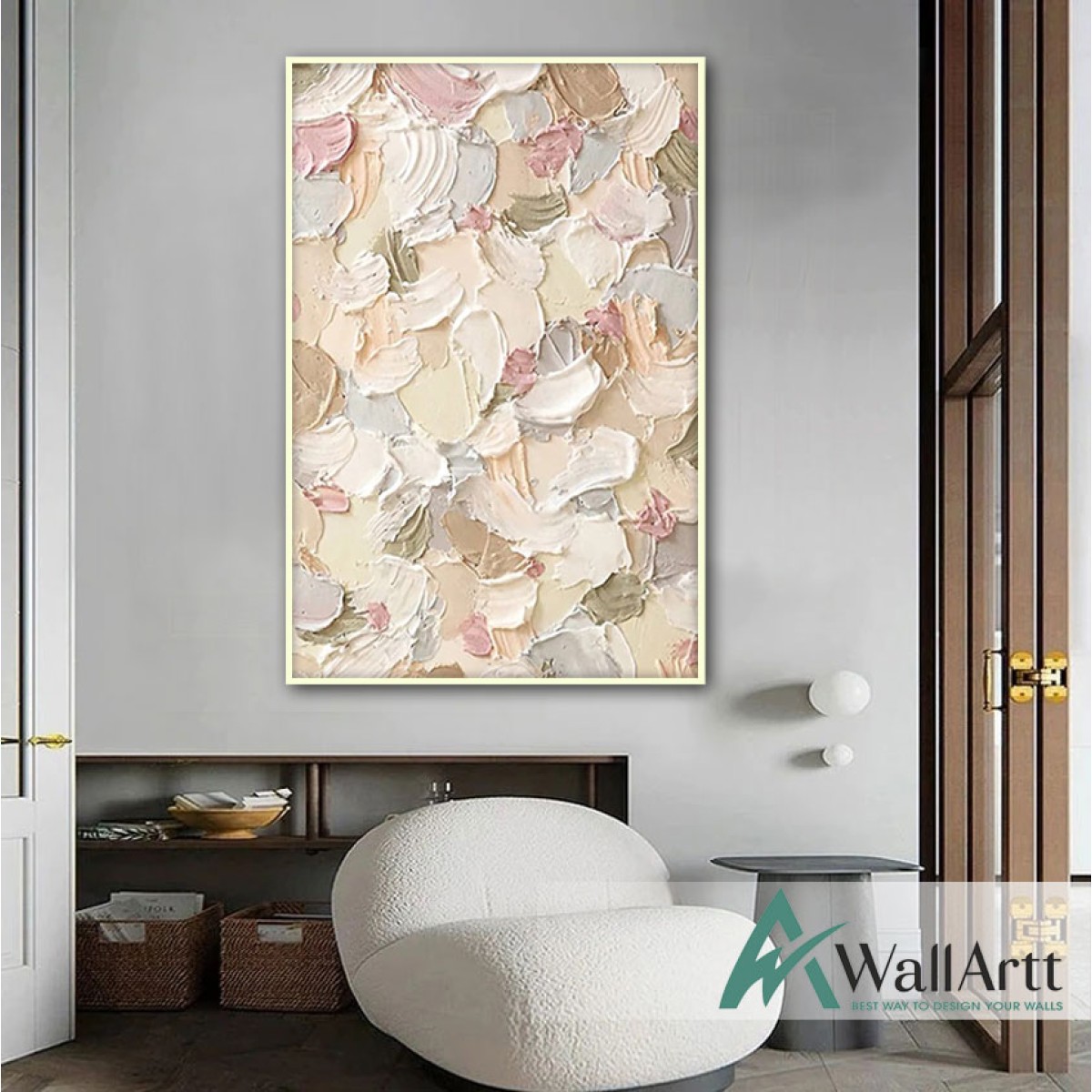 Soft Tones Abstract 3d Heavy Textured Partial Oil Painting